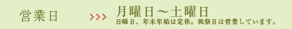 営業日:月曜日～金曜日